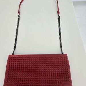 Christian Louboutin Red Leather Spiked Bag